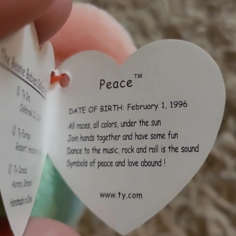 Ty Beanie Babies Peace the Bear Tie Dye Plush 1996 - Picture 3 of 7